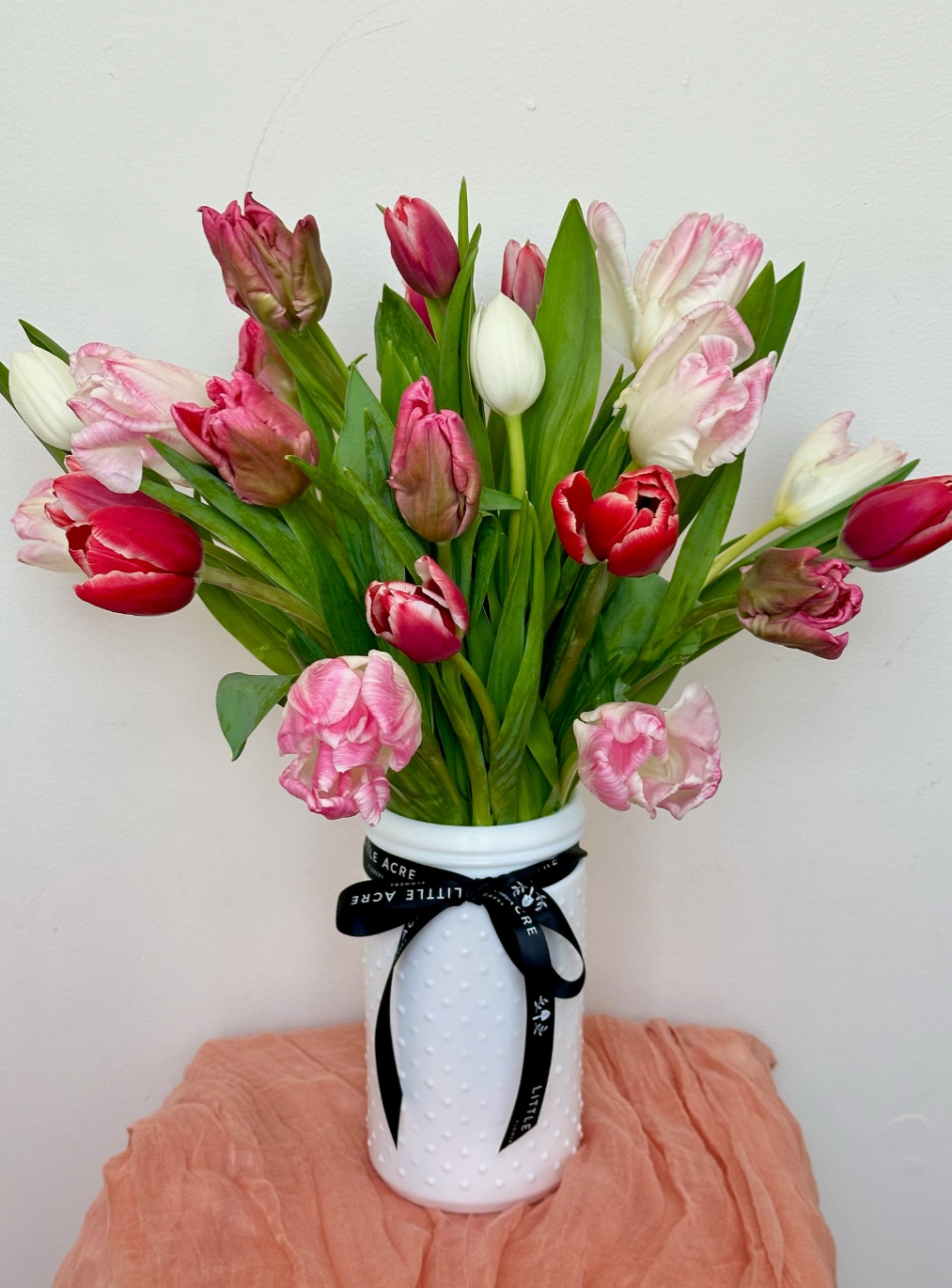 Tall White Dimple Vase