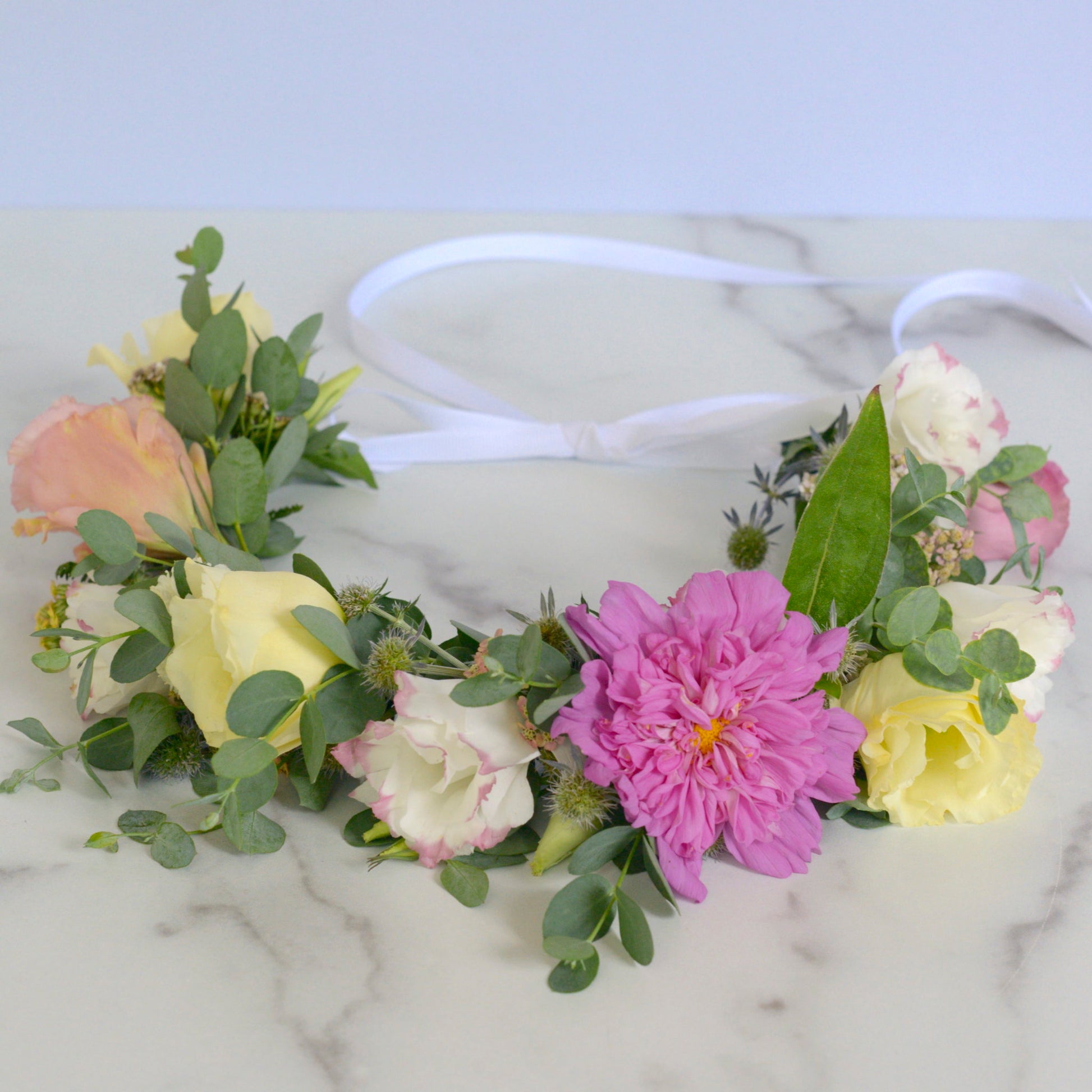 Flower Girl Bouquet and Crown, Babys Breath Bouquet, Babys Breath Crown 